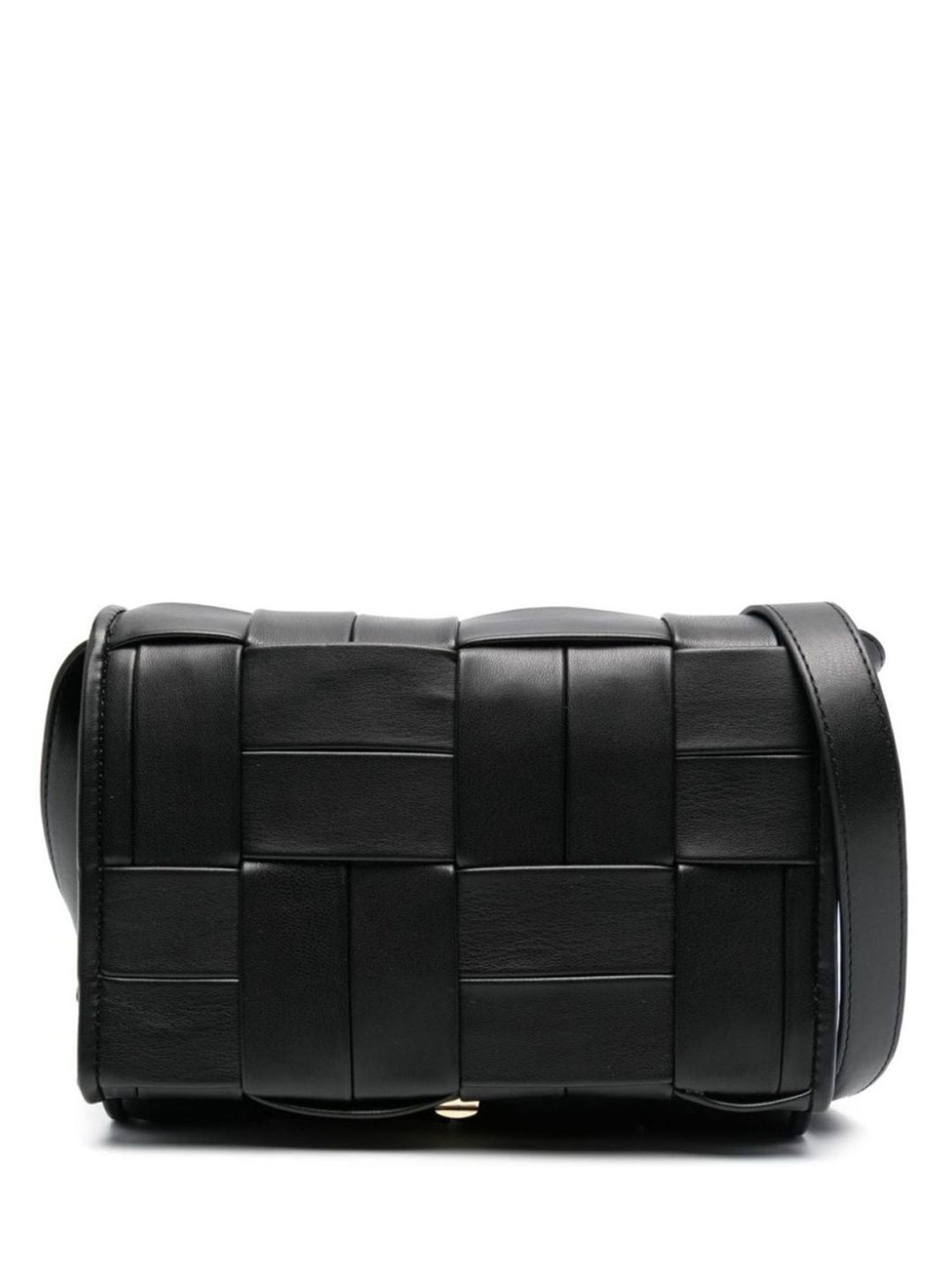 Themoire Black Feronia Flat Weaved Cross Body Bag