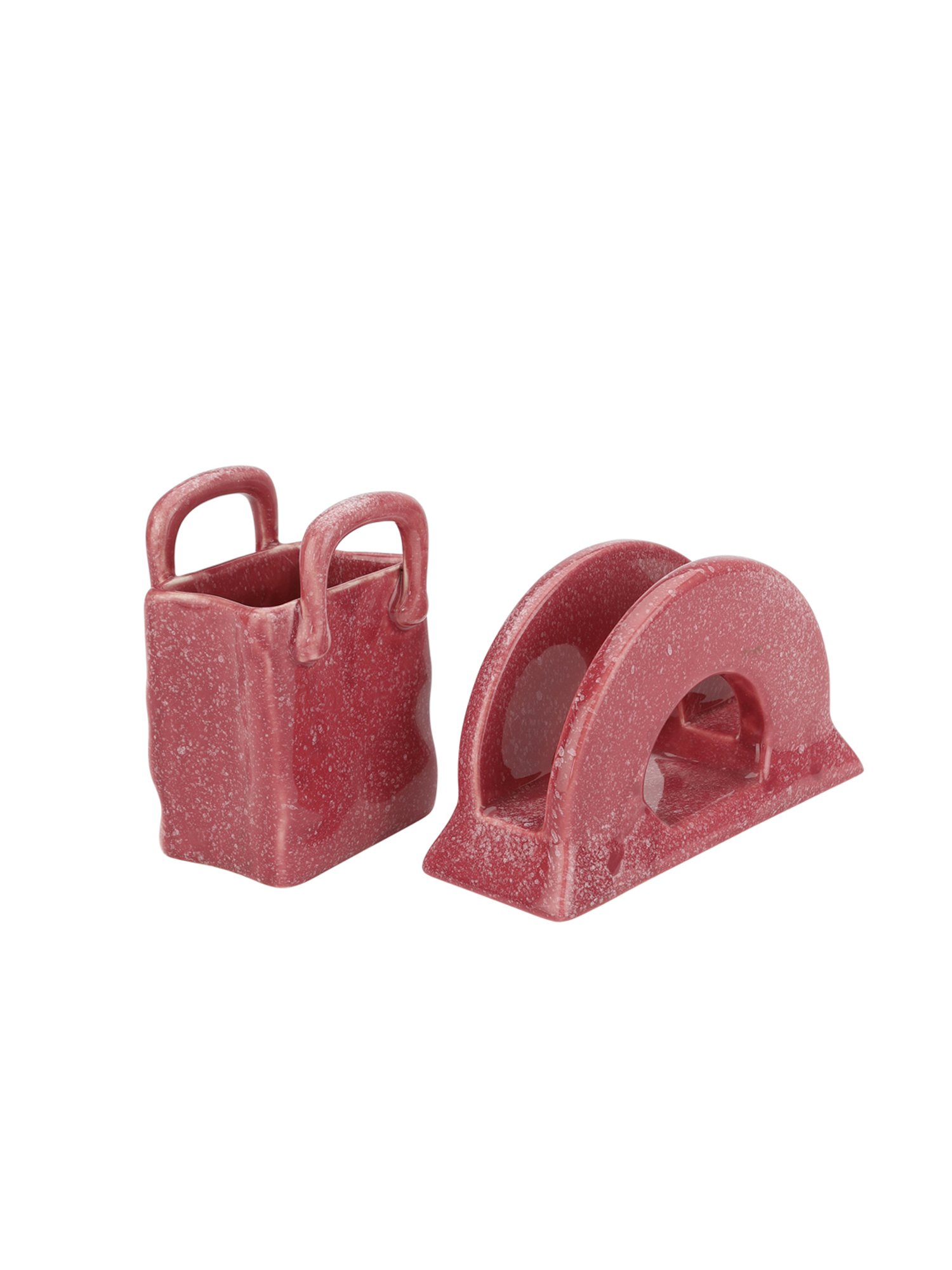 VarEesha Pink Ceramic Cutlery and Napkin Holder - Set of 2
