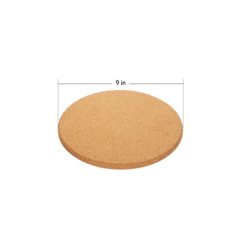 4-Pack Cork Trivet Set - Round Corkboard Placemats Kitchen Hot Pads for Hot Pots, Pans, and Kettles, 9 x 9 x 0.5 Inches