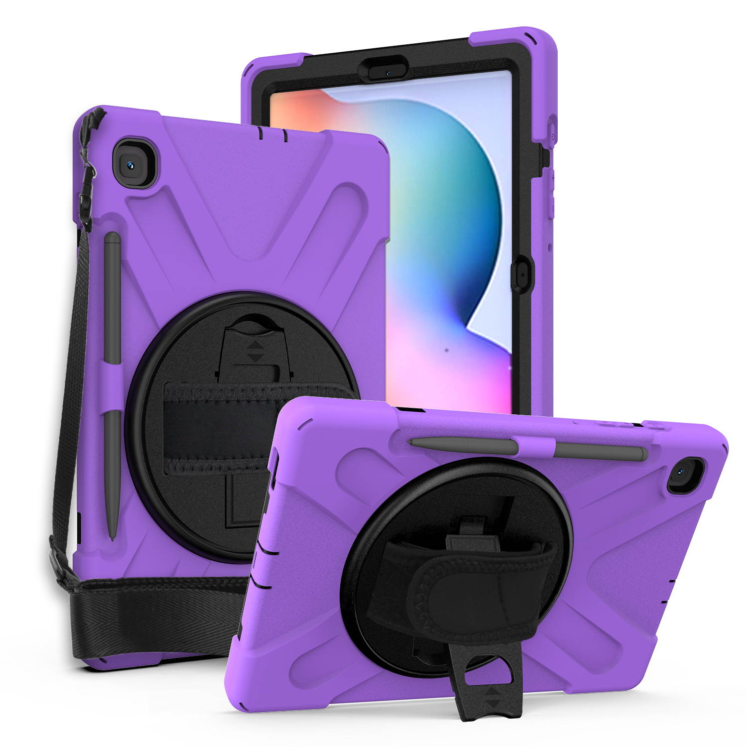 Galaxy Tab S6 LITE 10.4 P610 Case Cover, Heavy Duty Shield, Kickstand, Handstrap, Carrying Shoulderstrap Sling For Samsung Galaxy Tab S6 Lite 10.4 P610 [Purple]