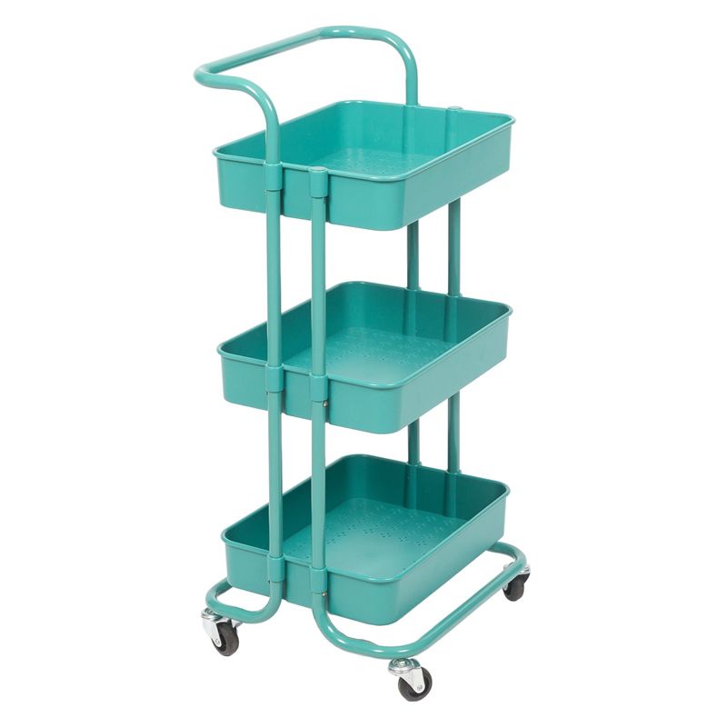 Pemberly Row 3 Tier Mobile Storage Caddy in Teal