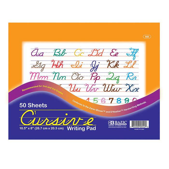 BAZIC 50 Ct. 10.5" X 8" Cursive Writing Pad