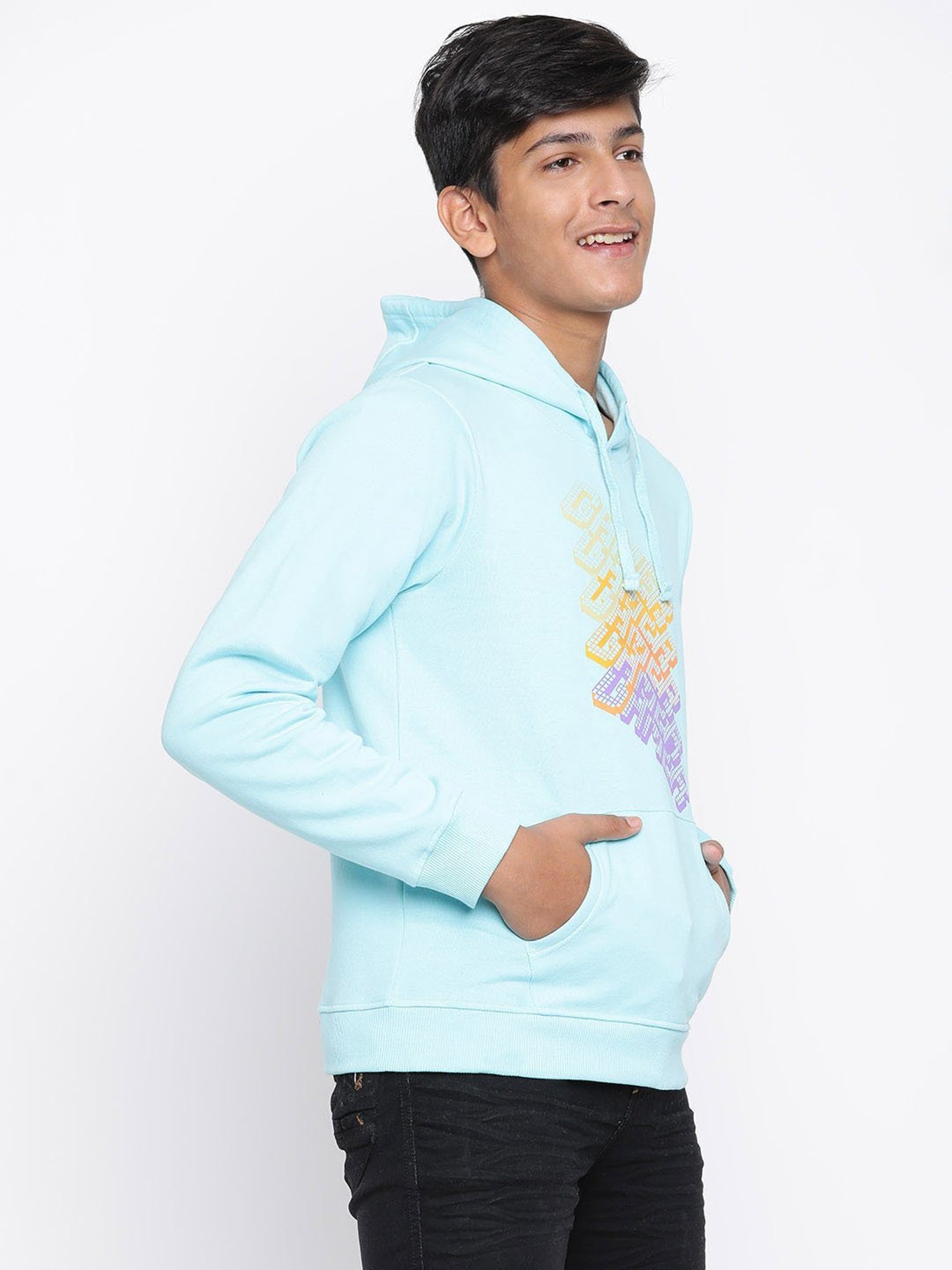 Lil Tomatoes Kids Sky Blue Printed Full Sleeves Sweatshirt