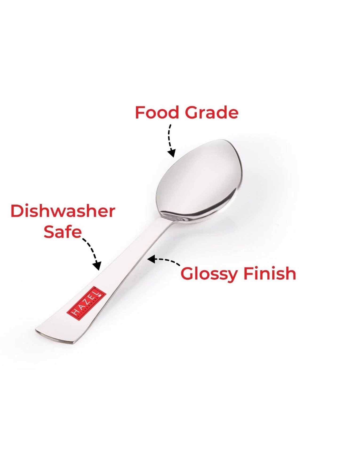 HAZEL Silver Stainless Steel Spatula with Beveled Edge