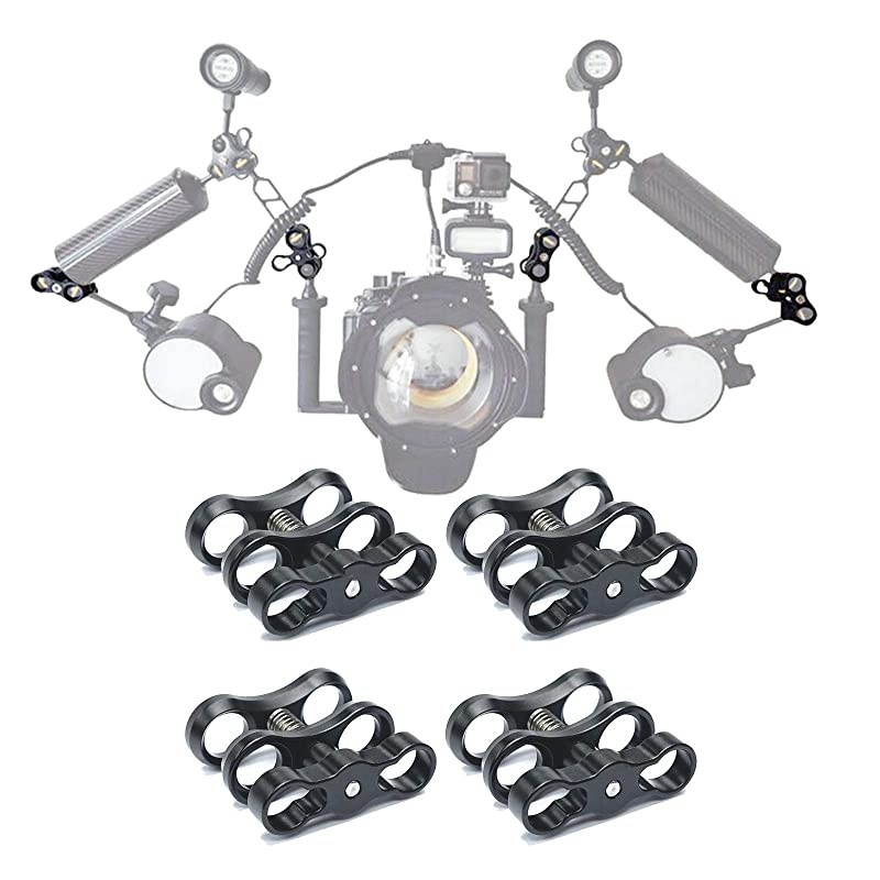 4 PCS x 1 Inch Aluminum Standard Ball Clamp Mount for Underwater Diving Light Arm SystemWork with Ram Mounts