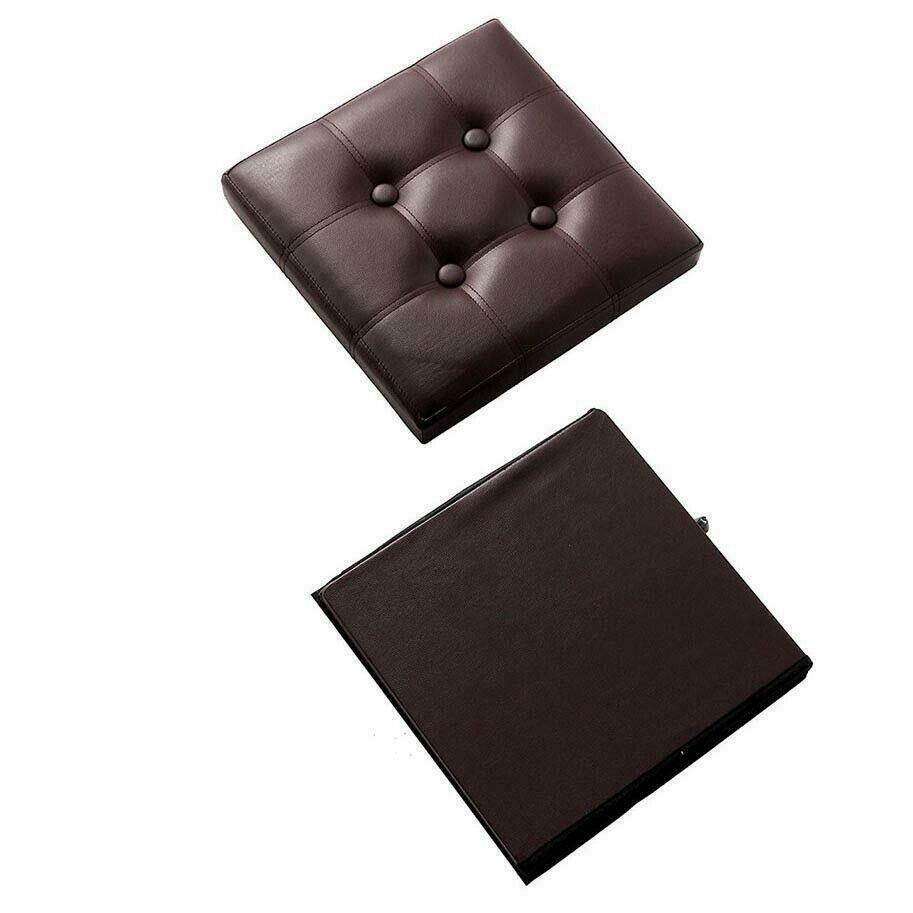 15" Storage Ottoman - Folding Toy Box Chest Seat Faux Leather Small Foot Rest