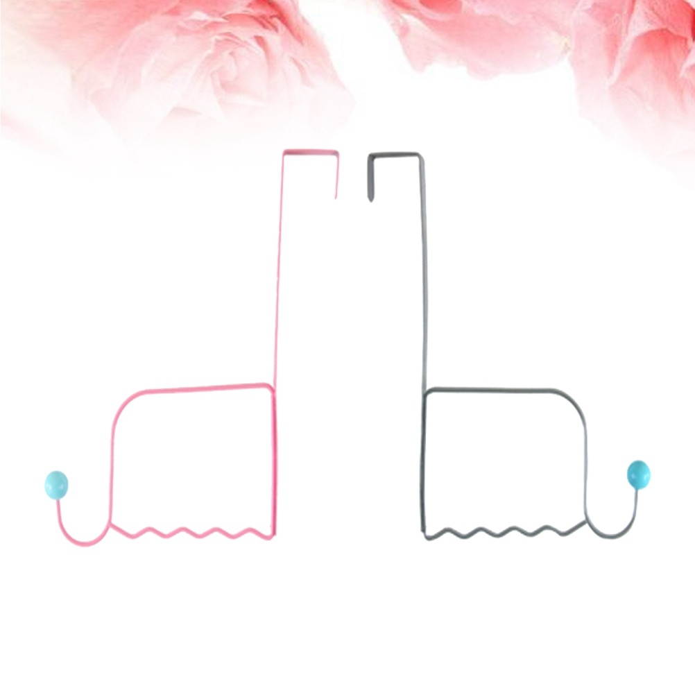 2pcs Ceramic Bead Towel Clothing Hanging Rack Iron Over Door Storage Racks Hat Bag Holder With Hooks Household Storage Organizer (Assorted Colors)