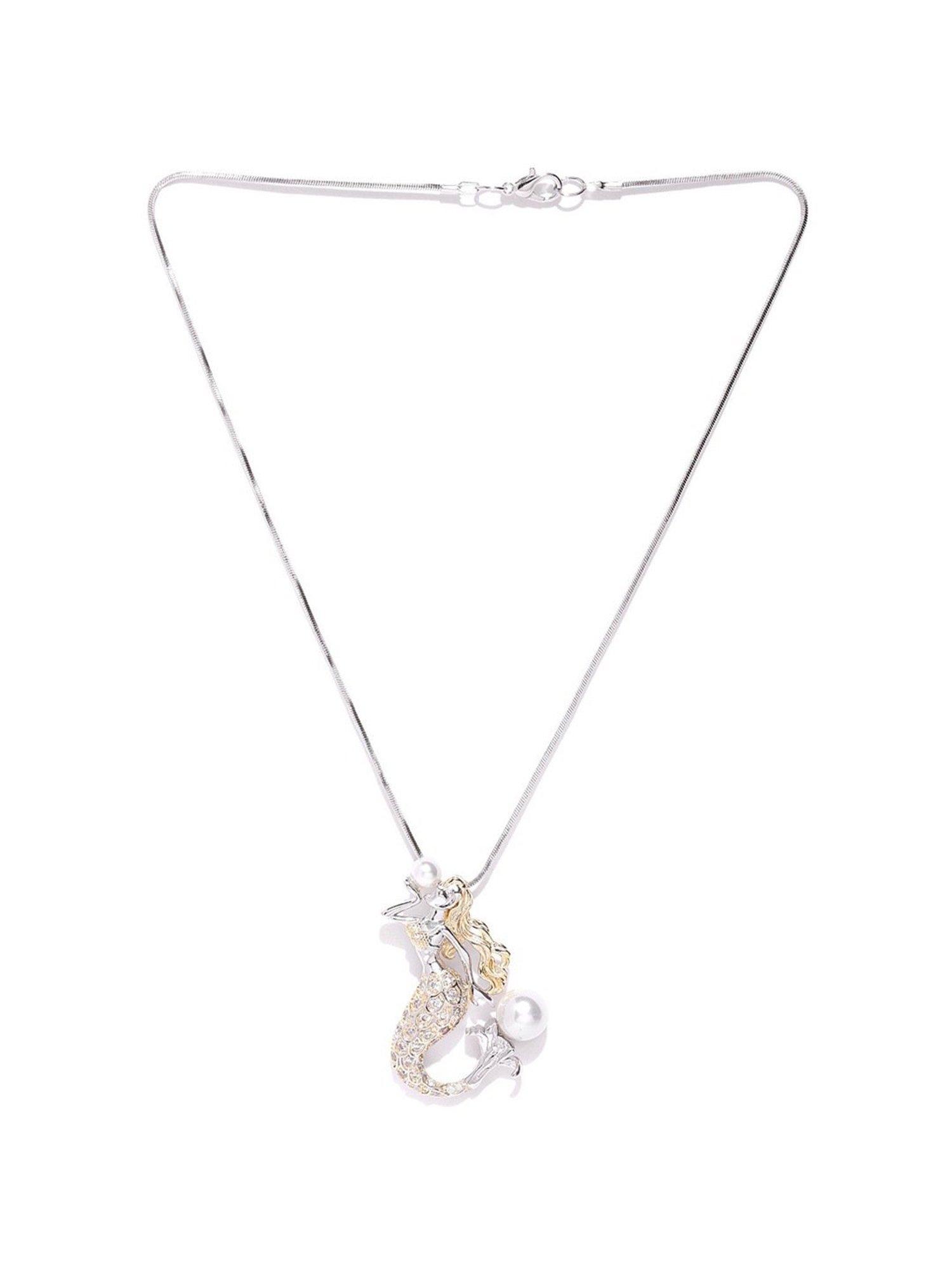 YouBella Silver & Gold-Plated Stone-Studded Pendant with Chain