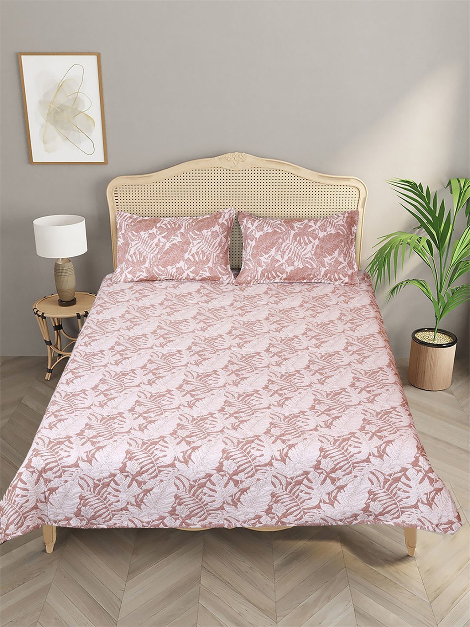 Romee Beige Cotton Printed Bed Covers