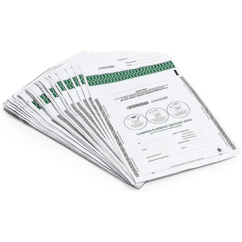 Stockroom Plus 100 Pack Bank Deposit Bags for Cash and Checks, White (9 x 12 In)