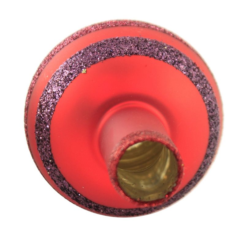 Inge Glas 11.5" Dark Red Block Stripes Finial Tree Topper Christmas  -  Tree Toppers