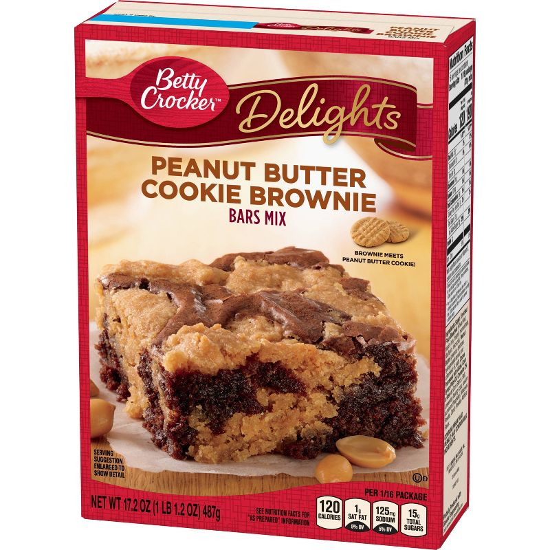 Betty Crocker Delights Peanut Butter Cookie Brownie Bar - 17.2oz