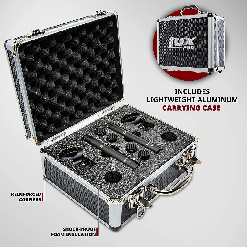 LyxPro SDPC-2 Stereo Pair of Pencil Condenser Stick Instrument Microphone Pair - Interchangeable Omni, Cardioid & Super Cardioid Capsules Included