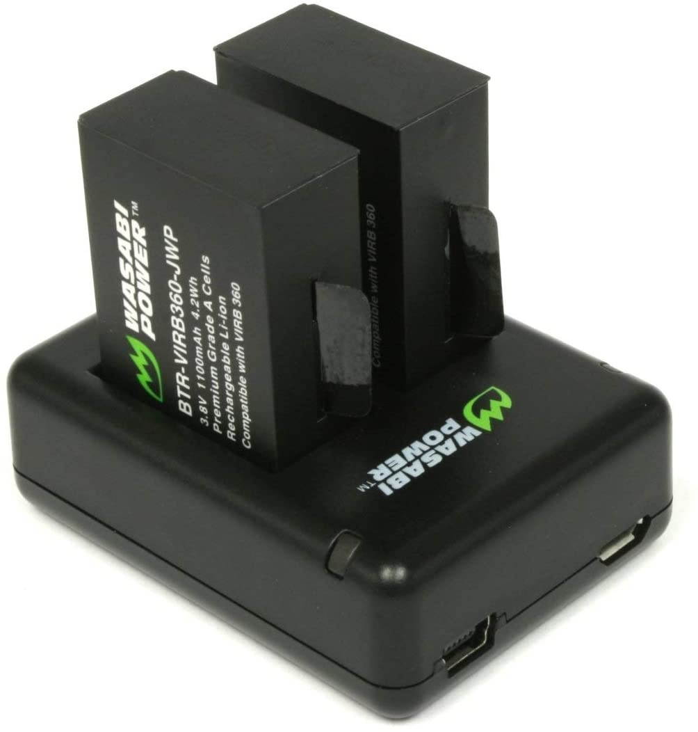 Wasabi Power Dual USB Battery Charger for Garmin VIRB 360 and Garmin 010-12521-10