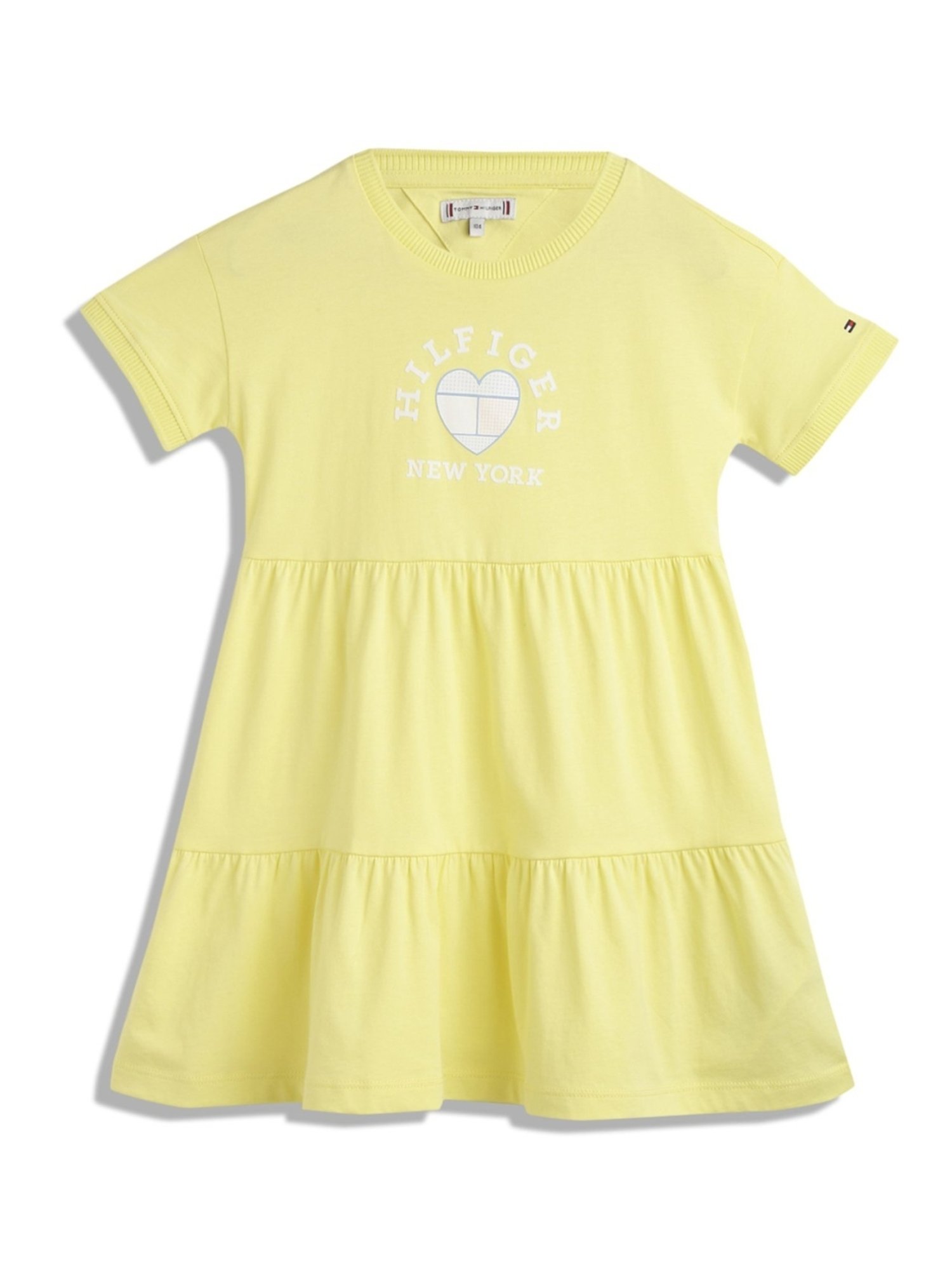 Tommy Hilfiger Kids Yellow Tulip Printed Regular Fit Dress