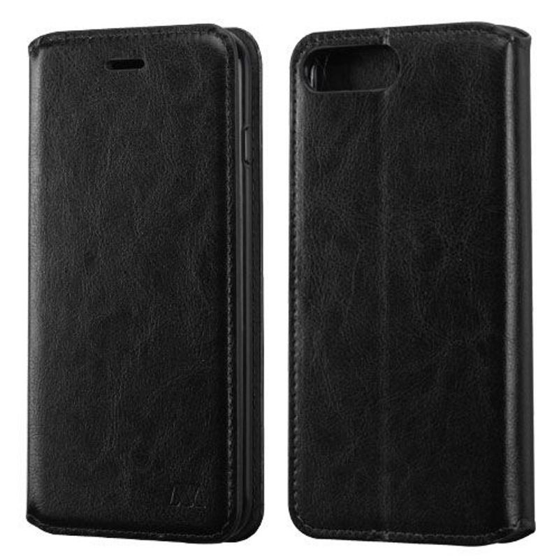 MYBAT For Apple iPhone 7 Plus/8 Plus Black Leather Fabric Case w/stand w/card slot