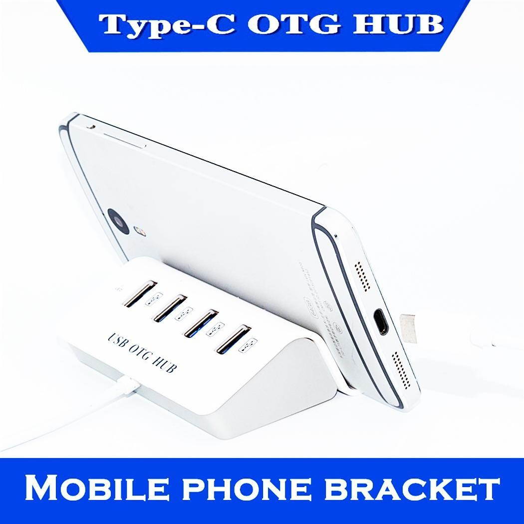 Multifunction Type-C to 4 Ports USB 3.0 OTG Especially great for notebooks Hub Casual Mobile Phone Dock Holder