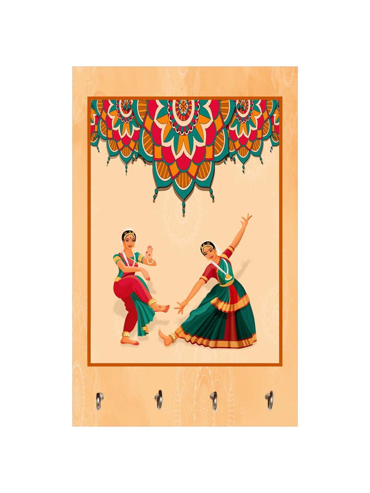 999Store Beige & Red MDF Decorative Wall Mount Key Holder - Set of 1