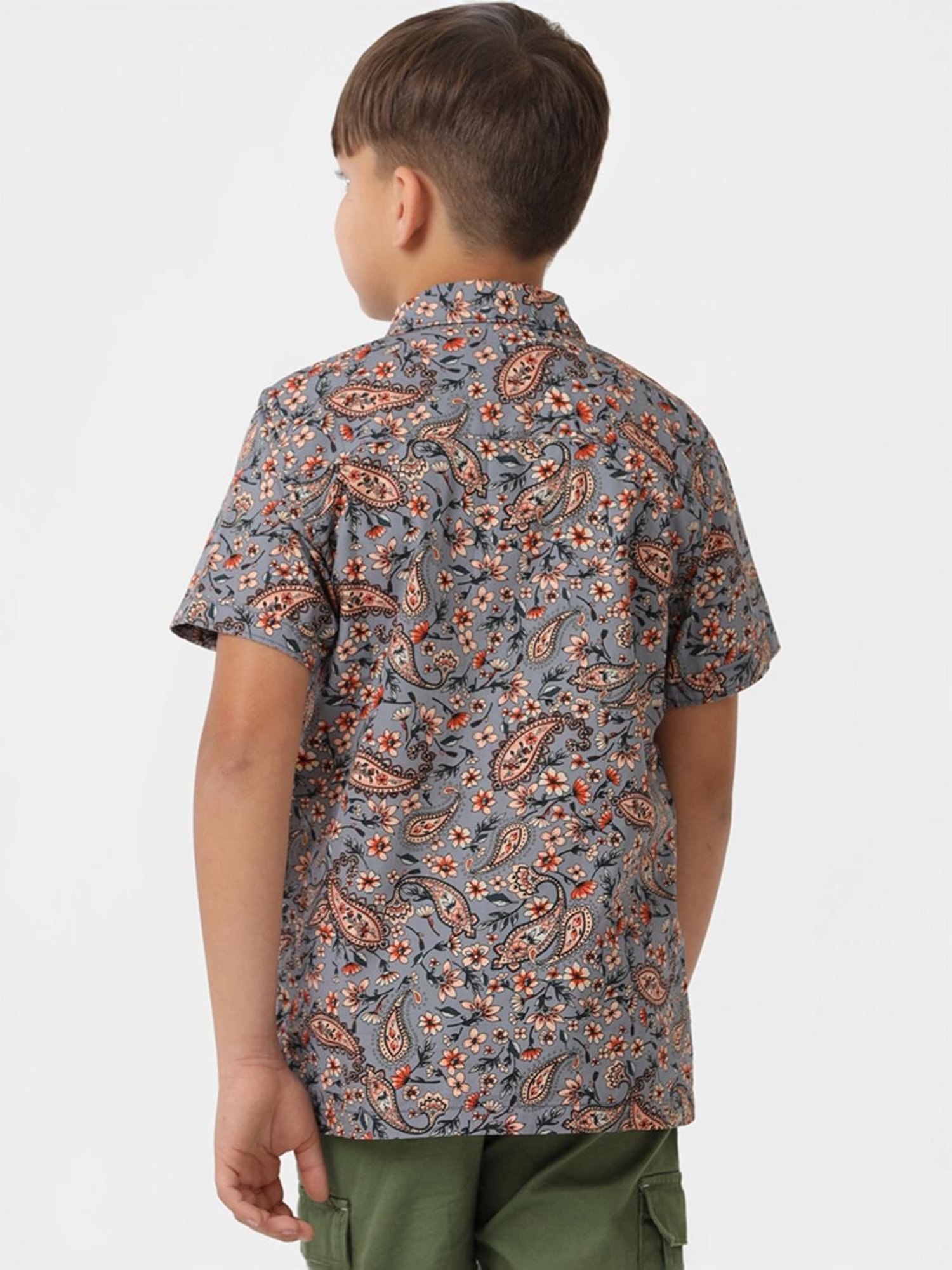 Kate & Oscar Kids Grey Cotton Printed Shirt