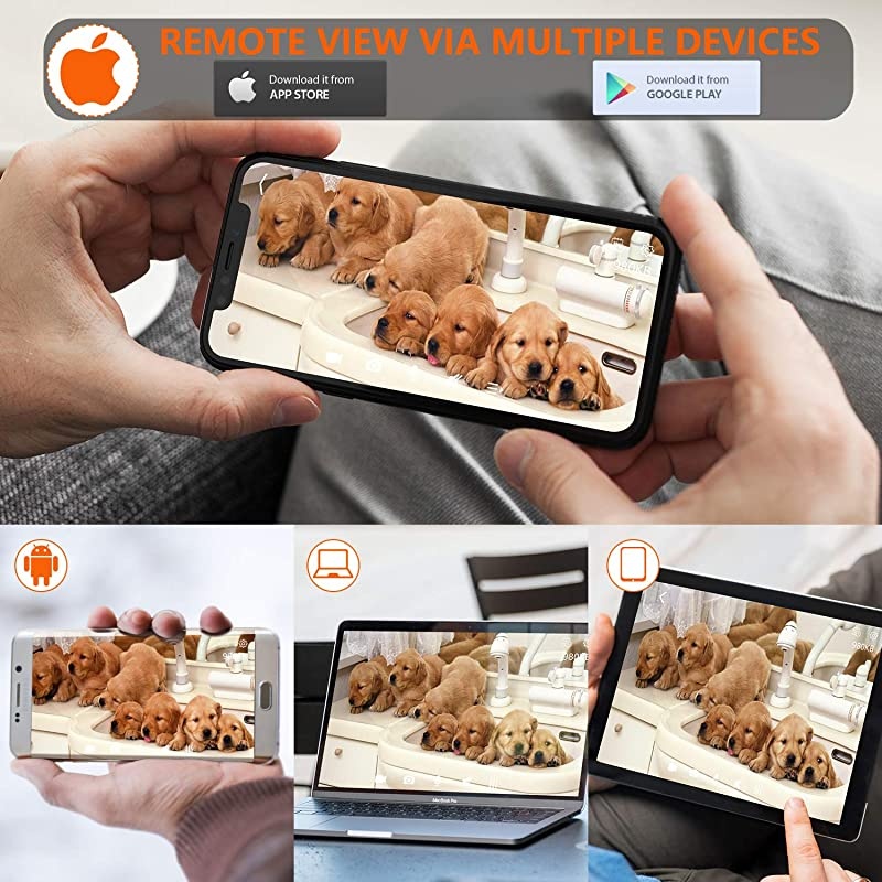 Security Camera 1080P Pet Camera -  WiFi Home Security System for Office/Baby Monitor, 2.4Ghz PTZ Indoor IP Wireless Dome Camera with Night Vision, Two-Way Audio, Cloud Service Available, White