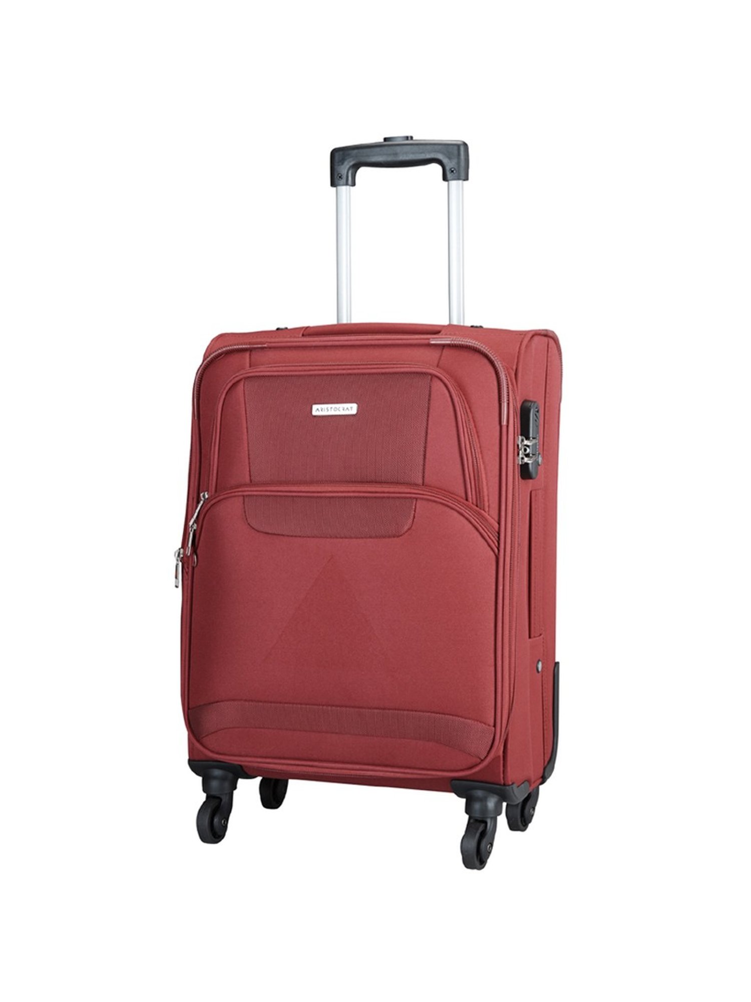 Aristocrat Amber Red 4 Wheel Small Soft Cabin Trolley - 58 cm