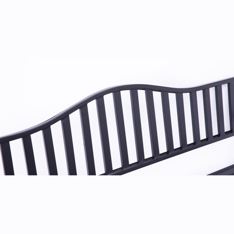 Gardenised Powder Coated Black Steel Patio Garden Park Yard Bench with Middle Table