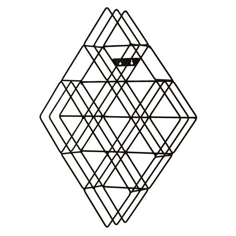 SEI Furniture Contemporary Modern Steel Wire Wall Mount CD Rack Storage Shelving Unit with Geometric Diamond Design for up to 108 CDs, Black