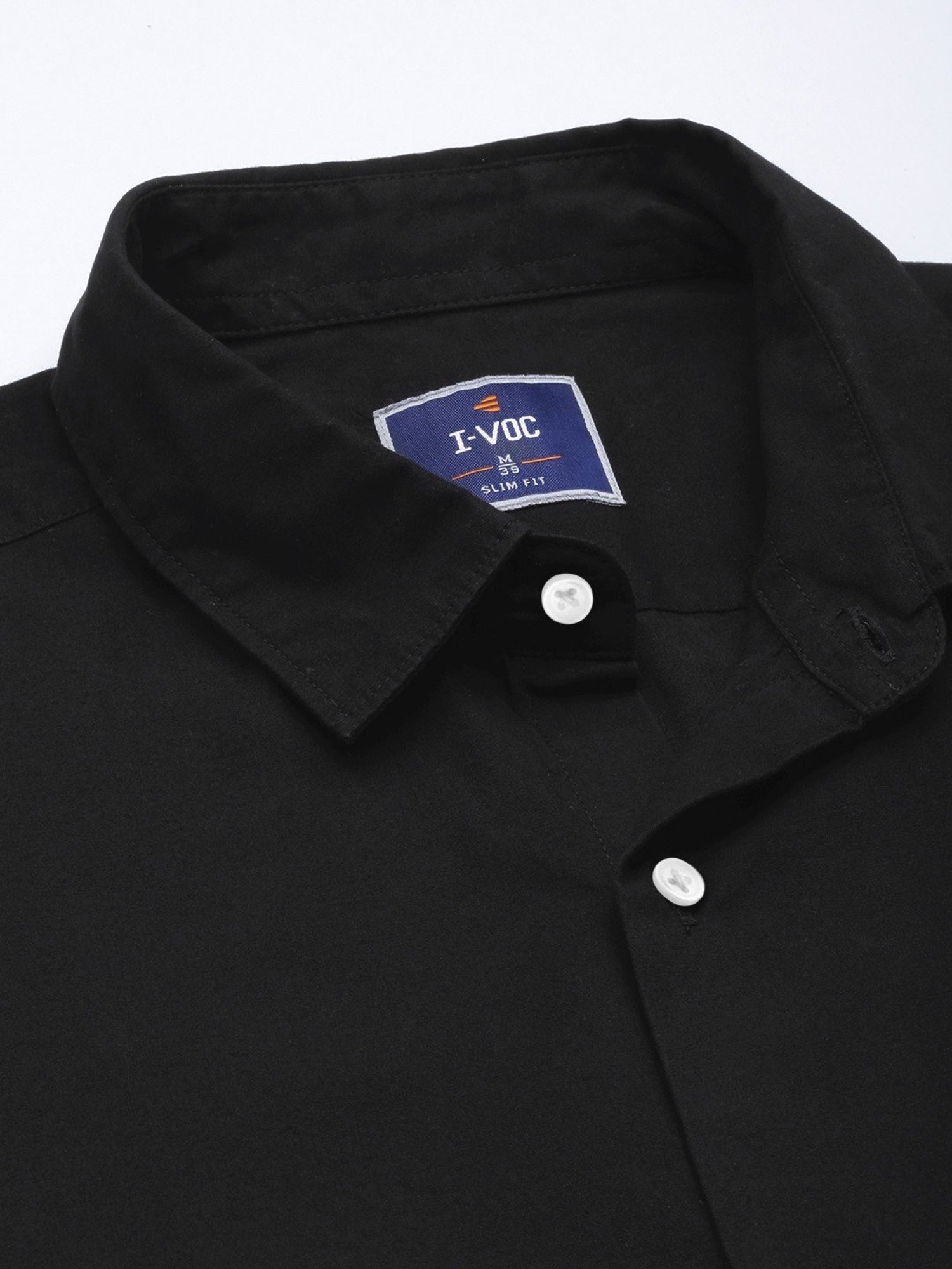 IVOC Black Slim Fit Cotton Shirt
