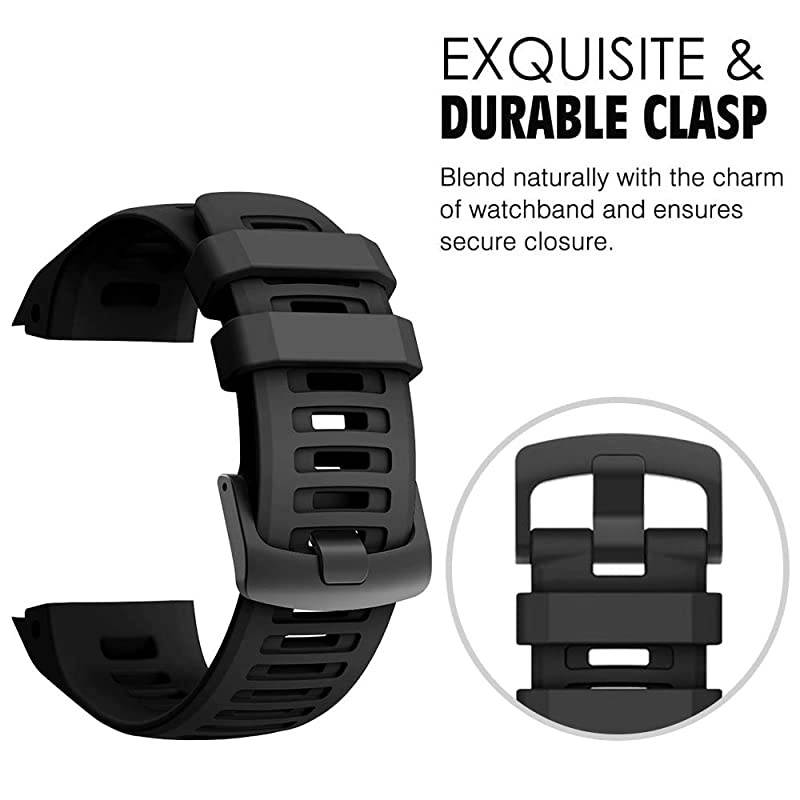 3-Pack Watch Bands for Garmin Instinct Watch,  Soft Silicone Adjustable Replacement Strap Watch Band Sport Wristband Fitness with Adapter Tools Compatible with Garmin Instinct GPS Smart Watch