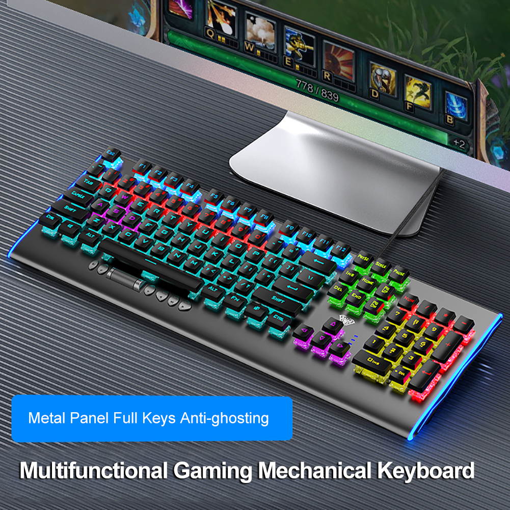 AULA S2096 Gamer Keyboard Mechanical Gaming Keyboard Backlit LED Wired 104 Keys Anti-ghosting Brown Blue Switch for PC Computer