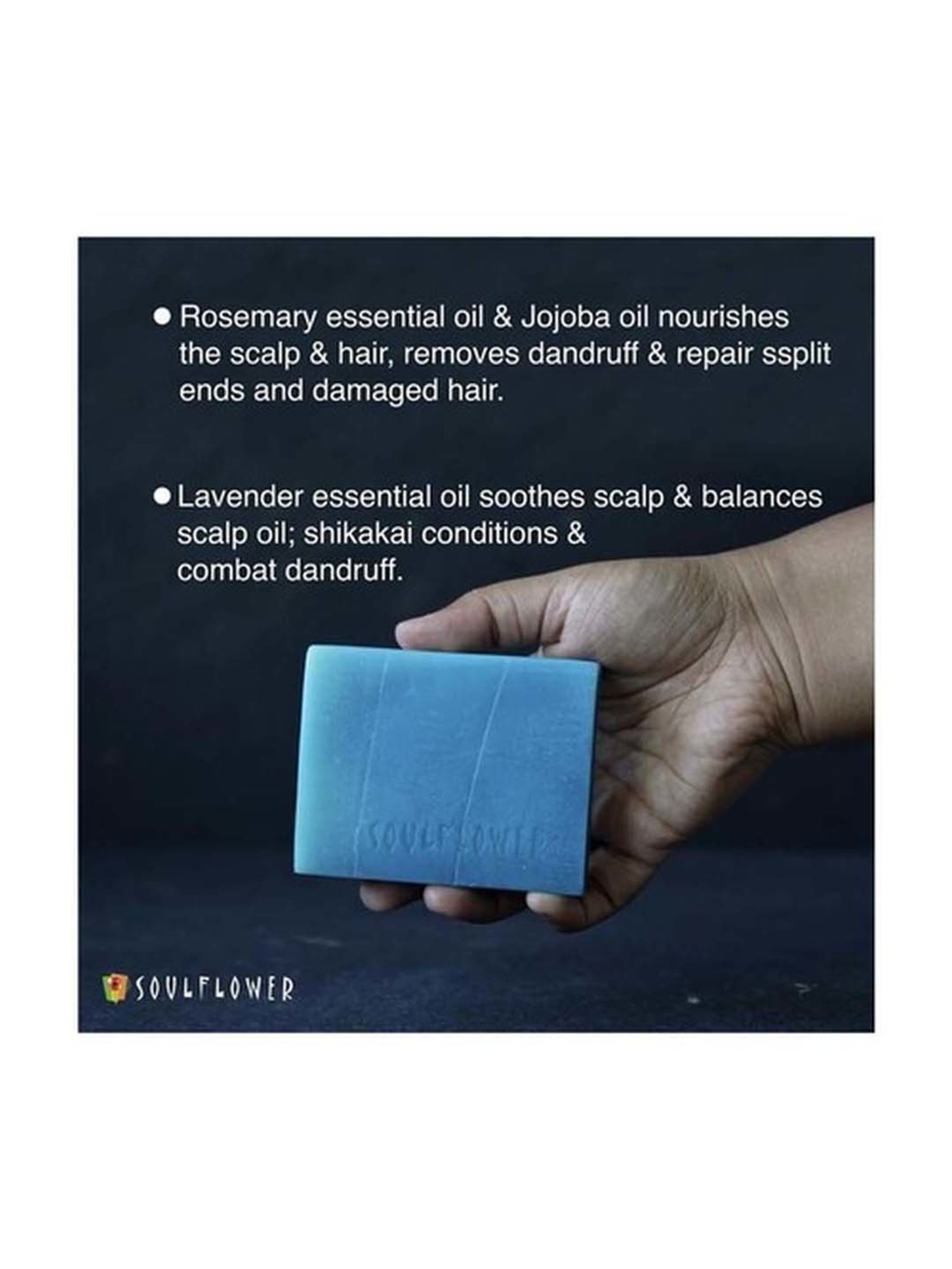 Soulflower Rosemary Lavender Hair Cleansing Bar Soap - 150 gm
