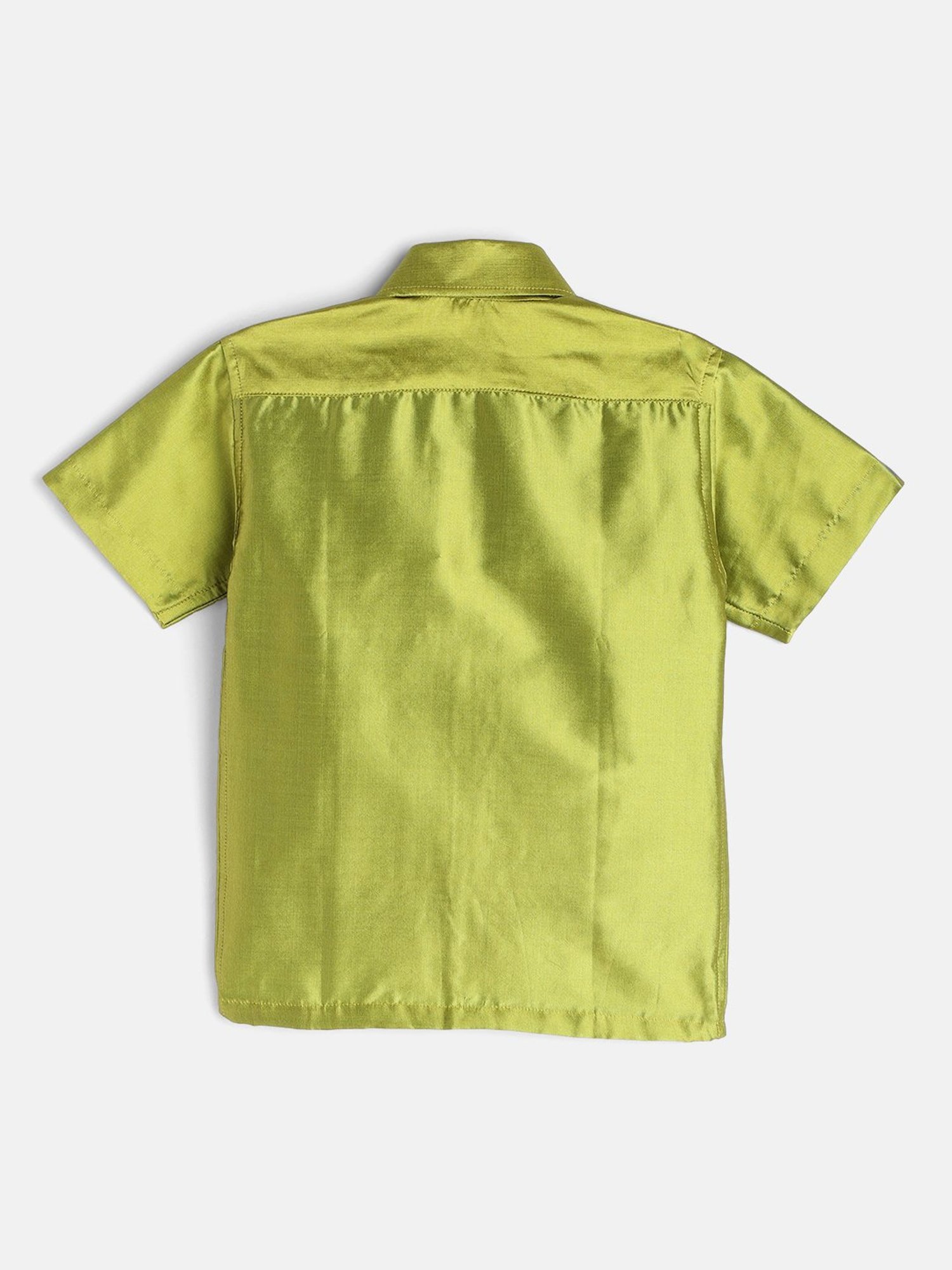 THANGAMAGAN Kids Olive & Cream Solid  Shirt,  Dhoti,  Towel With  Freebies Set