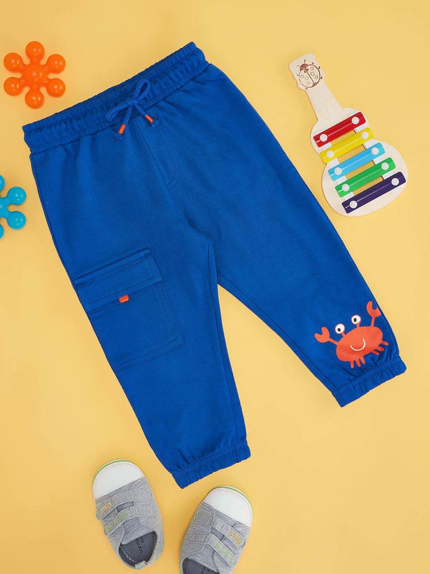 Pantaloons Baby Kids Classic Blue Cotton Regular Fit Trouser