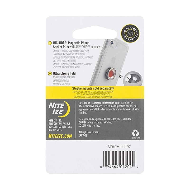 Original Steelie Magnetic Phone Socket Plus - Additional Magnet for Larger Phones Using Steelie Phone Mounting Systems