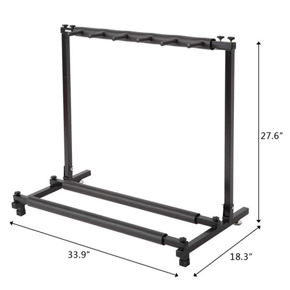 Triple Folding Multiple Guitar Holder Rack Stand Black