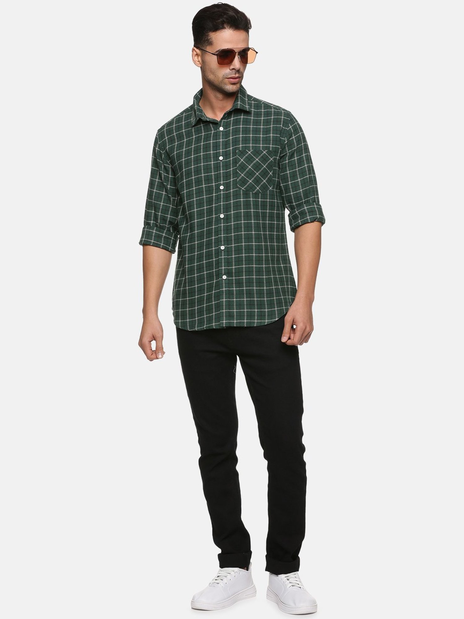 Don Vino Green Slim Fit Check Shirt