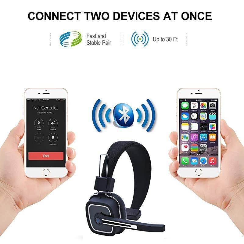 Driver Bluetooth HeadsetOffice Headset with Microphone BT 50 Wireless Over The Head Headset with Extra Boom Mic for erDriver PhonesCall Center Skype VoIP