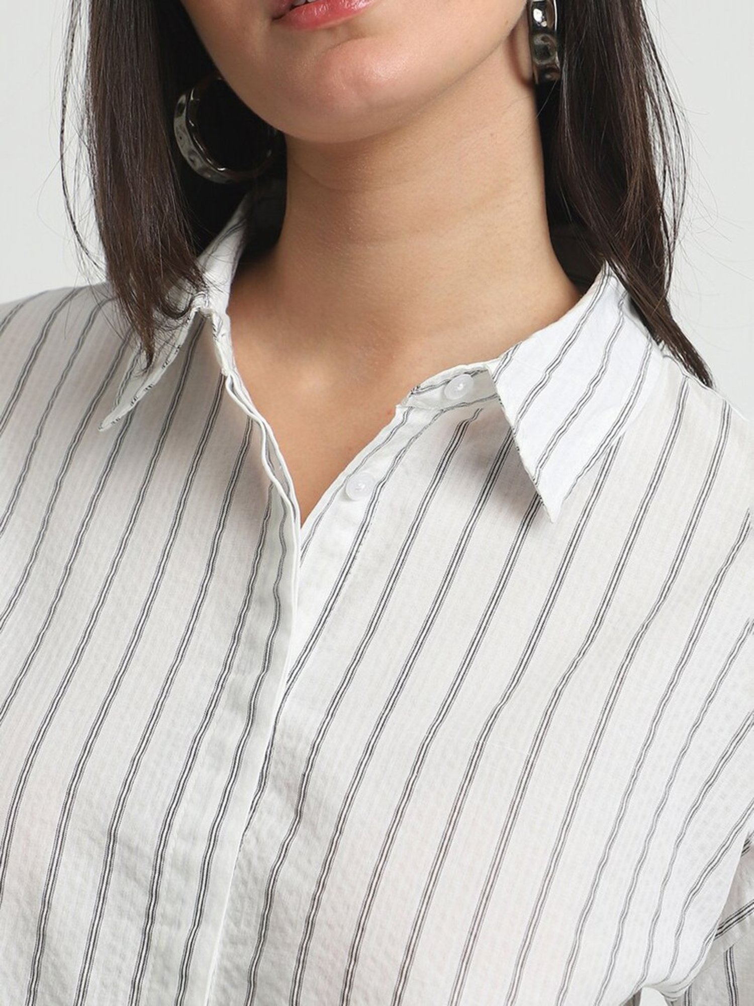 Forever 21 White Striped Shirt