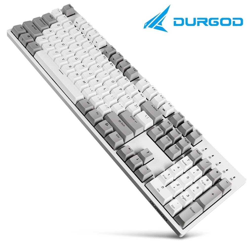 Durgod Taurus K310 Mechanical Gaming Keyboard - 104 Keys - Double Shot PBT - NKRO - USB Type C (Cherry Blue, White)