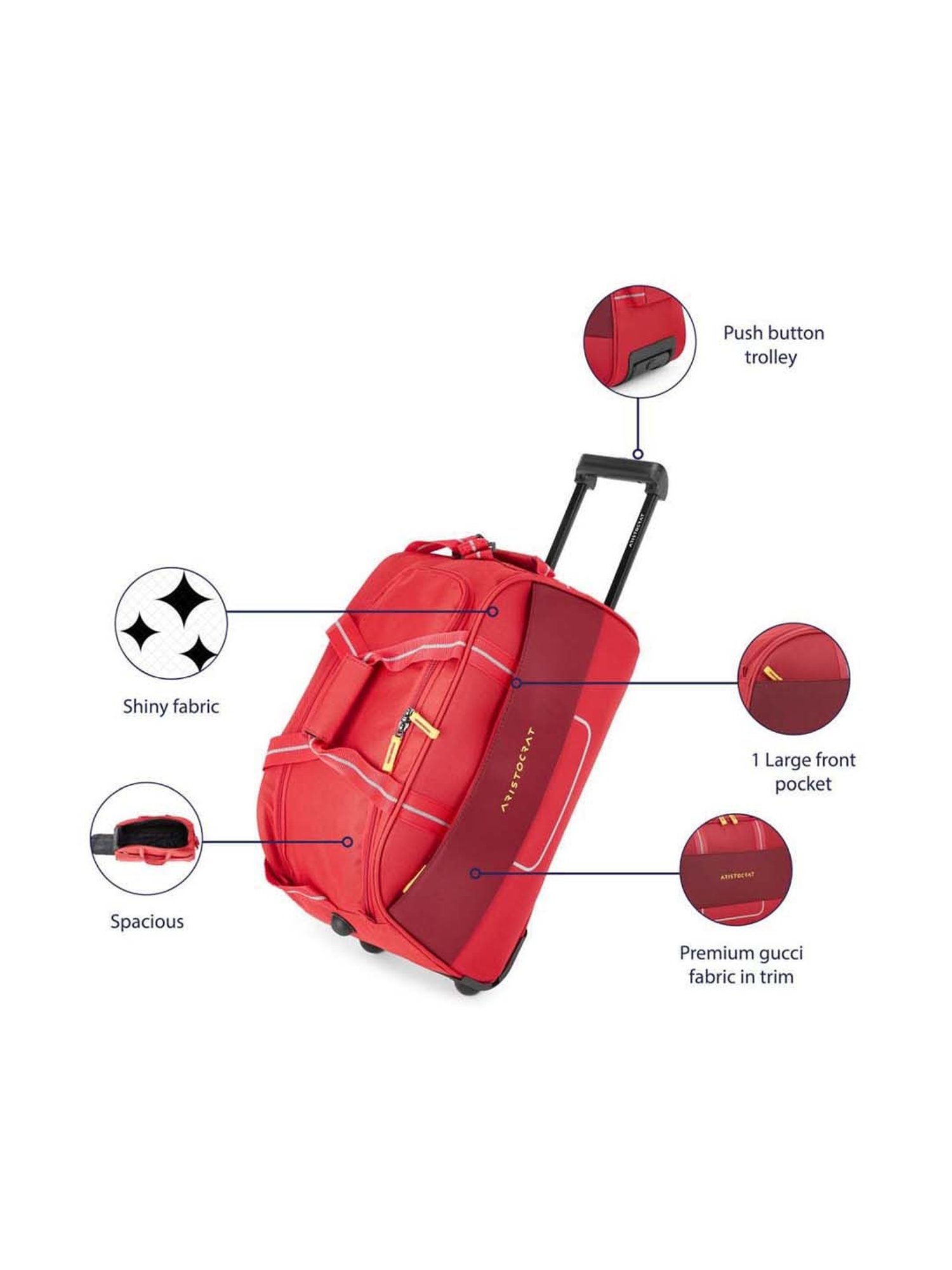 Aristocrat Fitch Red Medium Duffle Trolley Bag