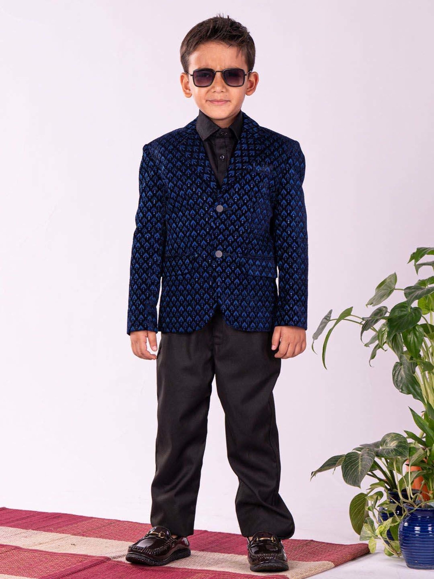 Blue Giraffe Kids Maroon Solid  Blazer