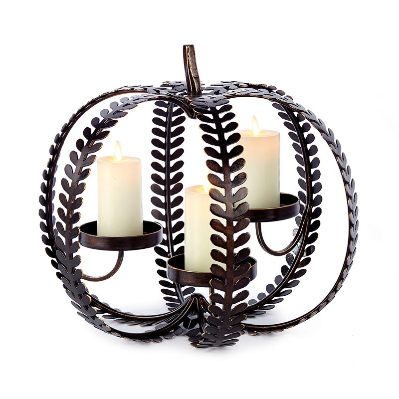 Plum & Post Artis Pumpkin 3-Candle Holder 12"