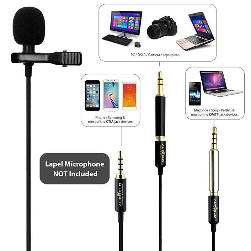 TRRS to TRS Male to Female 4pin 3pin Adapter for Small Mini Lavalier Lapel Omnidirectional Condenser Microphone Apple iPhone Android Windows Cellphones Noise Cancelling Mic 4 to 3 pin 3PA
