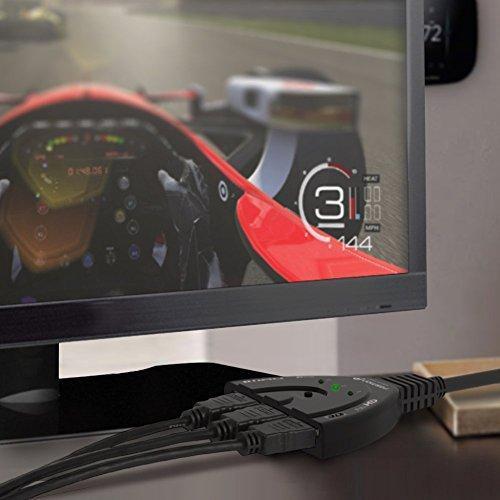 Fosmon HD8061 3-Port 4K High Speed HDMI Switch Splitter with Pigtail Cable, 3 In 1 Out, Supports Full HD 1080p 3D