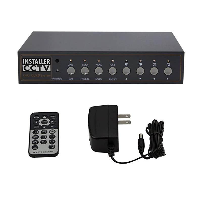 Video Quad Color 8CH Multiplexer Remote Control and Free 1Amp Power Adapter