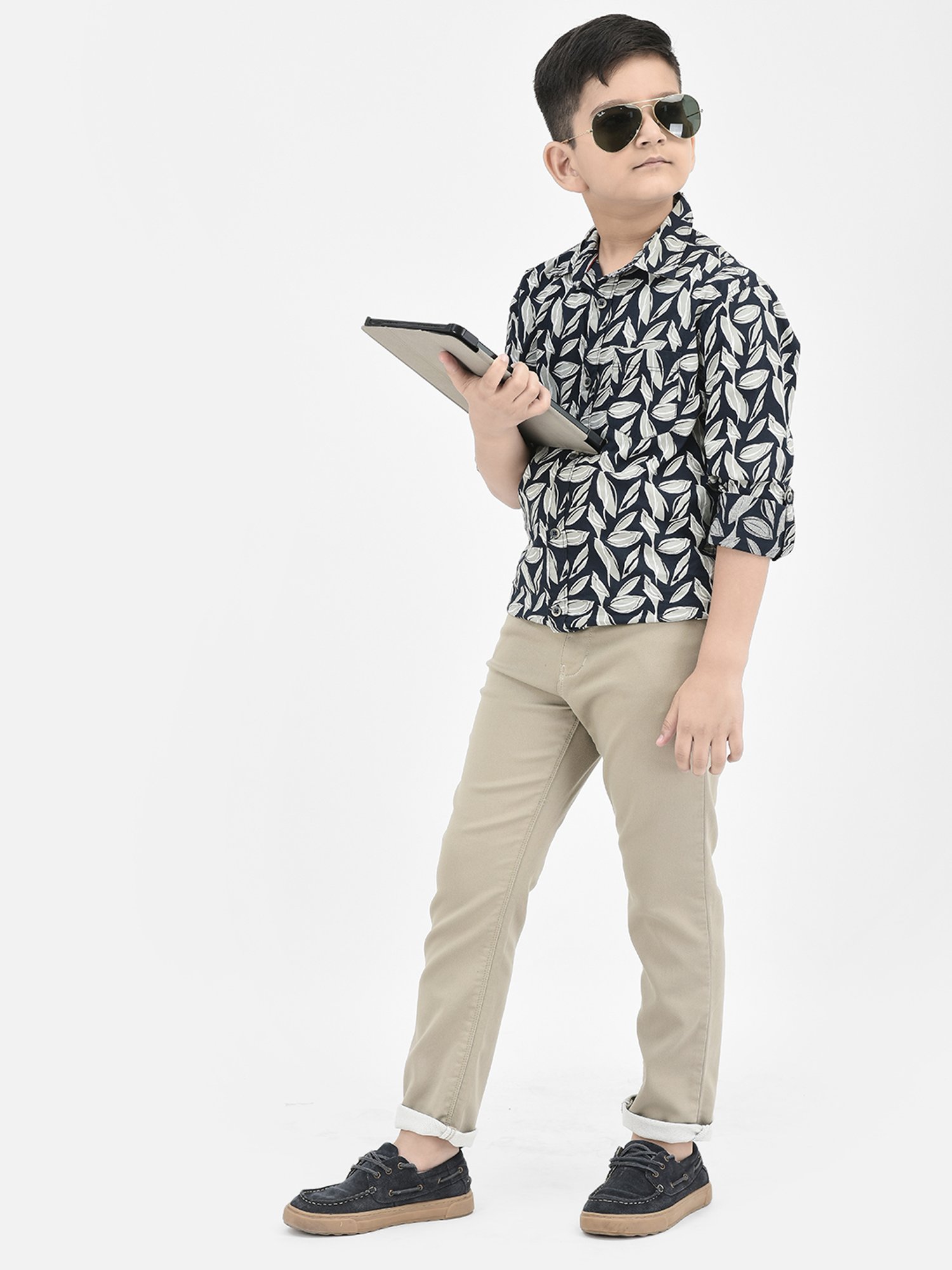 Crimsoune Club Boys Khaki Solid Trousers