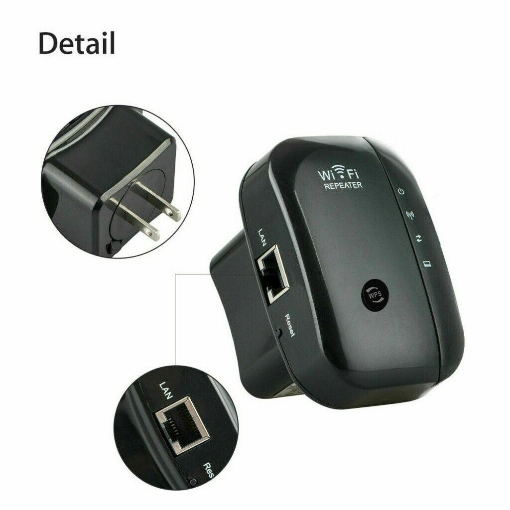 UKCOCO 300 Mbps Wireless Network Repeater Wi-fi Router Extender Signal Booster Range Wireless-N 802.11 AP Black