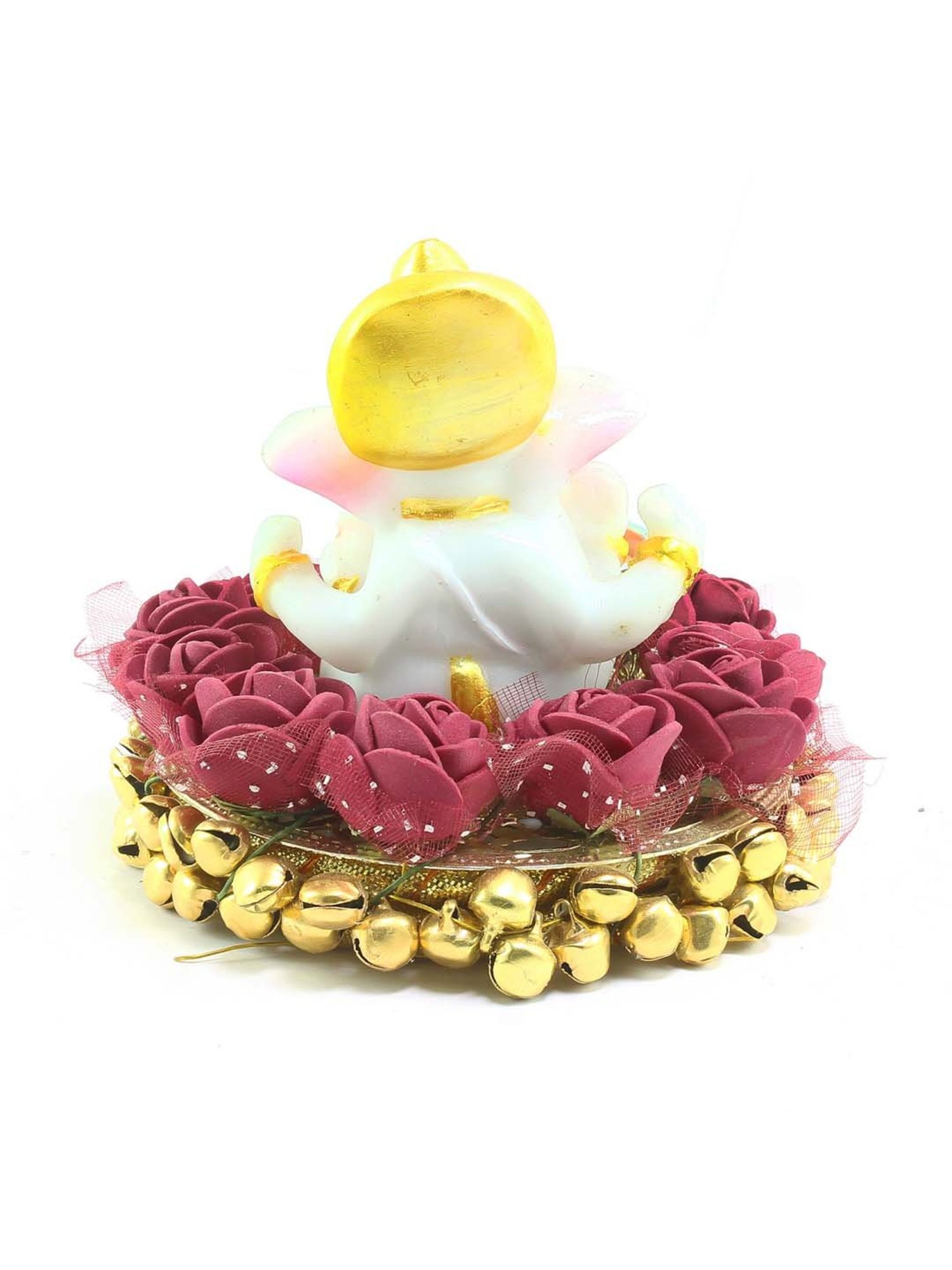 eCraftIndia Lord Ganesha Idol on Decorative Plate with Tea Light Holder