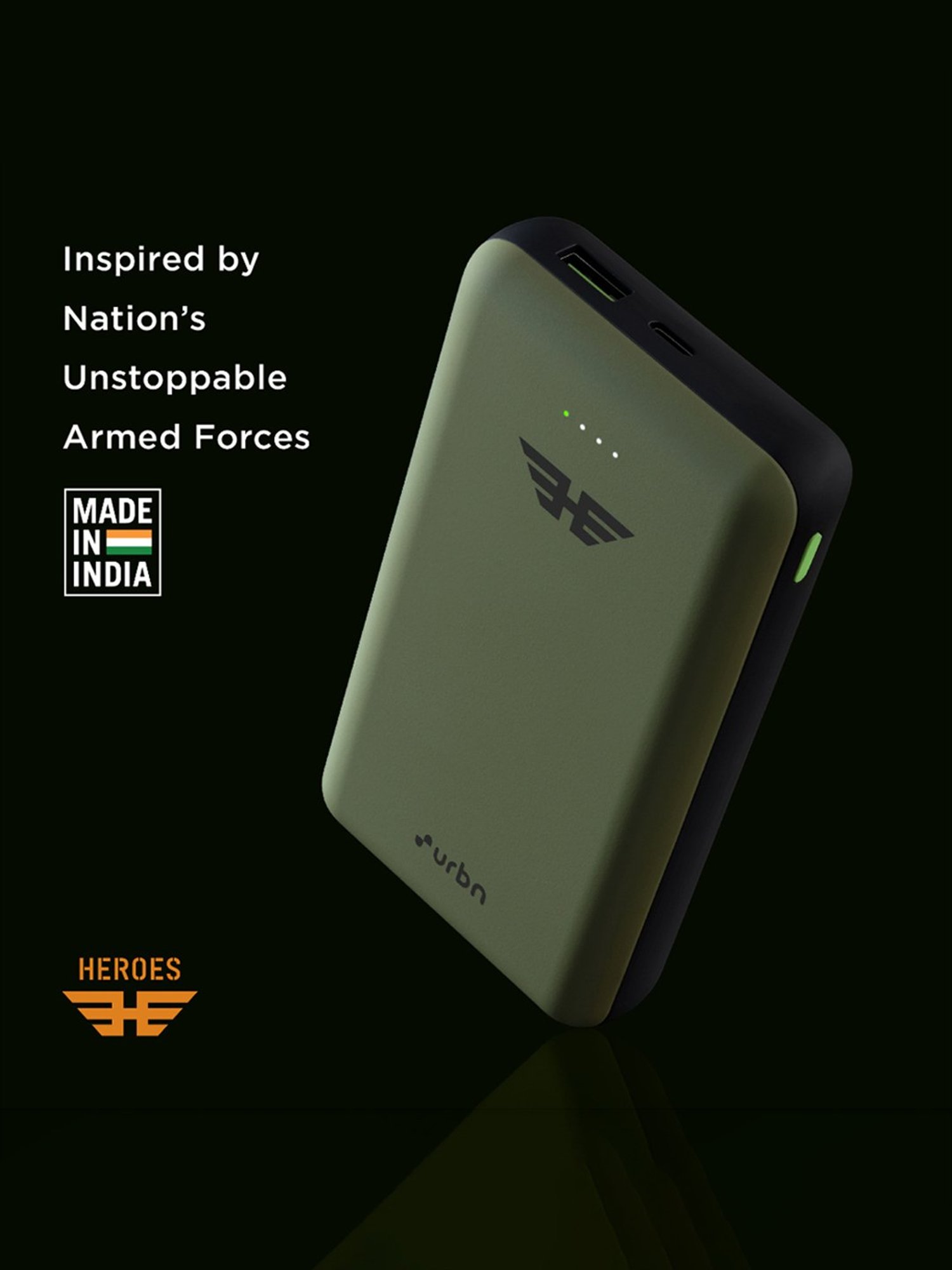 URBN 20000 mAh Lithium Polymer 22.5W Super Fast Charging Ultra Compact Power Bank (Camo)