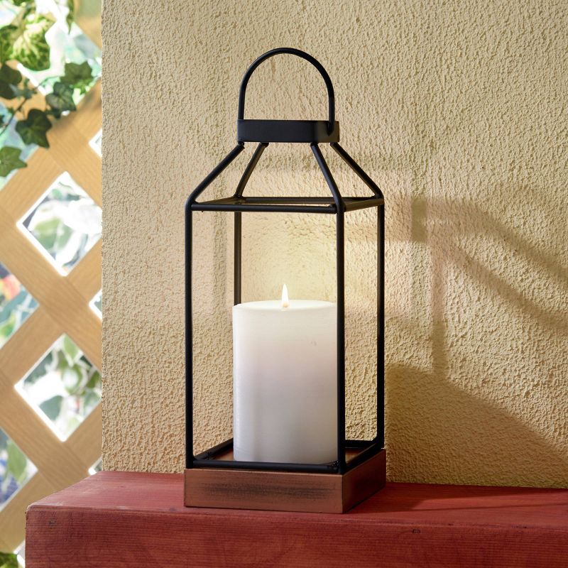 10" Mallory Metal Outdoor Lantern with No Glass Black - Smart Living